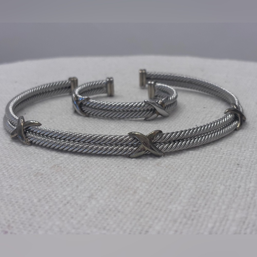 Silver Cable Bracelet and Necklace Set